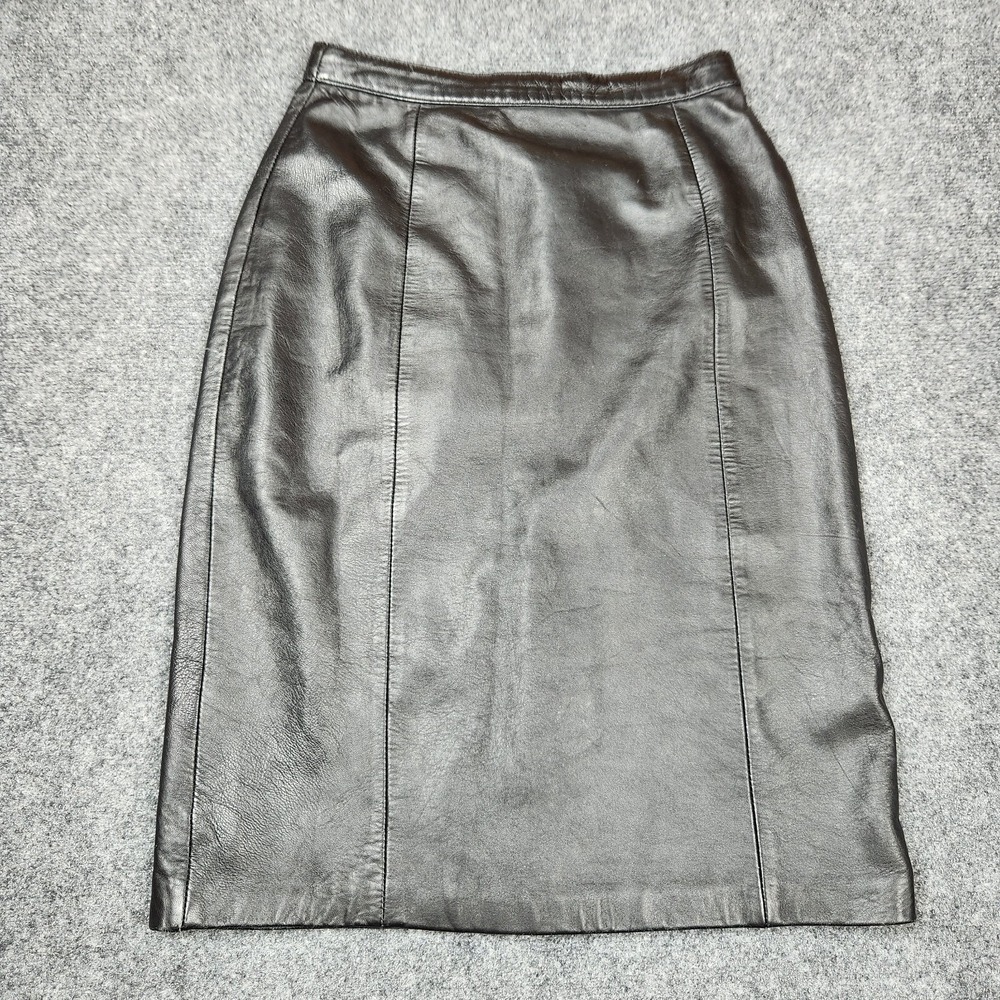 Vintage Wilsons Leather Skirt Womens Size 10‎ Black Leather Western Goth